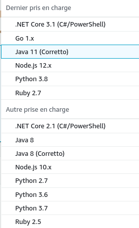 aws-lambda-langages